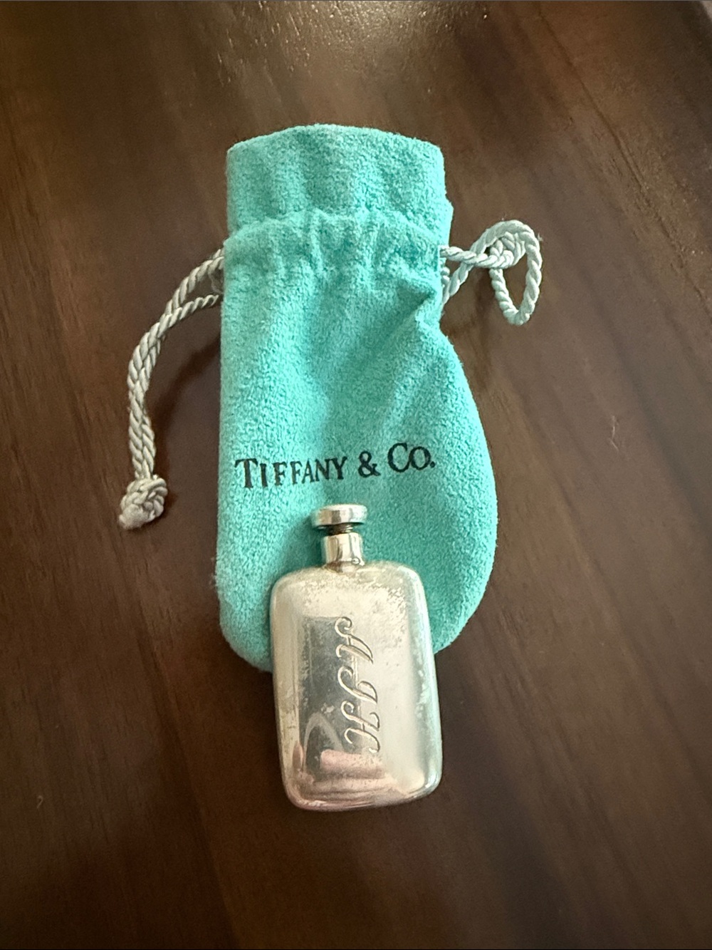 Tiffany & Co. Silver Money Clip Flask with Signature Blue Pouch